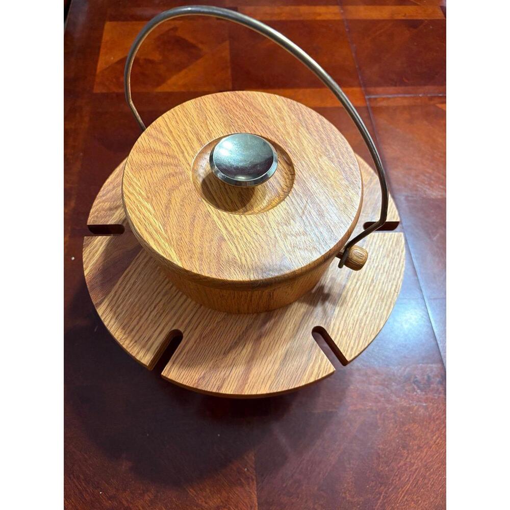 WOODEN COCKTAIL ICE BUCKET WINE GLASS HOLDERS MCM